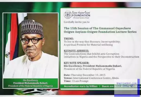 President Buhari To Deliver Anyiam-Osigwe 2015 Lecture